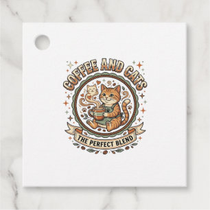 Kaffee Und Katzen Katze Kaffee Vintage Vektor Kuns Geschenkanhänger