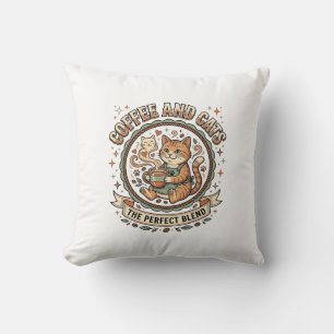 Kaffee Und Katzen Katze Kaffee Vintage Vektor Kuns Kissen