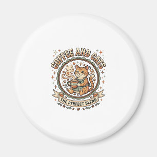 Kaffee Und Katzen Katze Kaffee Vintage Vektor Kuns Magnet