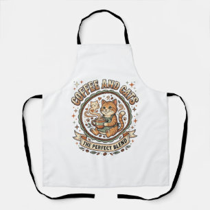 Kaffee Und Katzen Katze Kaffee Vintage Vektor Kuns Schürze