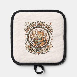Kaffee Und Katzen Katze Kaffee Vintage Vektor Kuns Topflappen