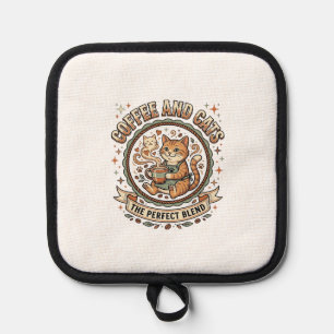 Kaffee Und Katzen Katze Kaffee Vintage Vektor Kuns Topflappen