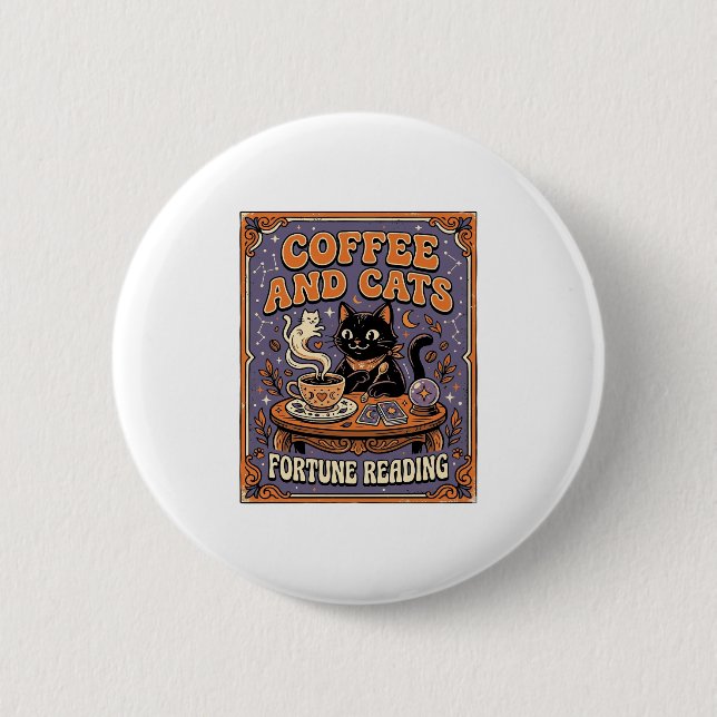 Kaffee Und Katzen Katze Teeblätter Kaffee Schicksa Button (Vorderseite)
