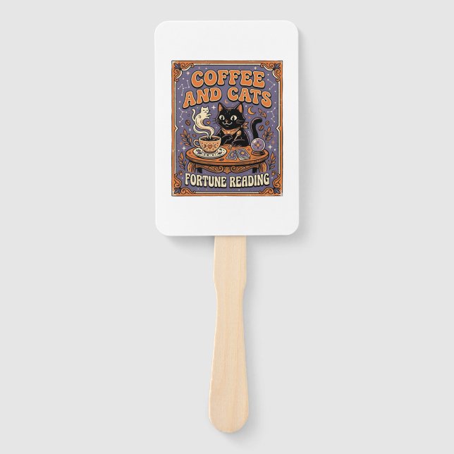 Kaffee Und Katzen Katze Teeblätter Kaffee Schicksa Fächer (Vorderseite)