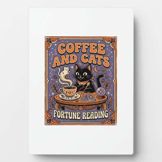 Kaffee Und Katzen Katze Teeblätter Kaffee Schicksa Fotoplatte (Vorderseite)