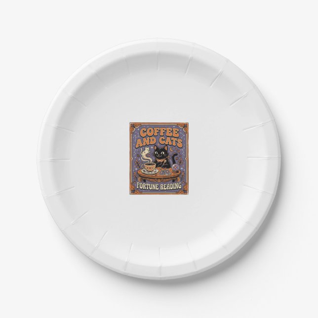 Kaffee Und Katzen Katze Teeblätter Kaffee Schicksa Pappteller (Vorderseite)