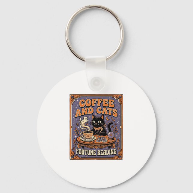 Kaffee und Katzen Katze Teeblätter Kaffee Schicksa Schlüsselanhänger (Vorderseite)