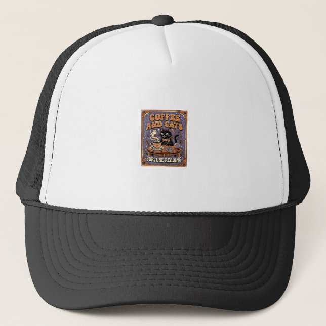 Kaffee Und Katzen Katze Teeblätter Kaffee Schicksa Truckerkappe (Vorderseite)