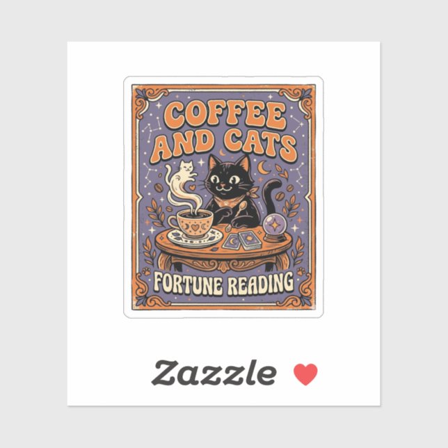 Kaffee und Katzen Katzen-Teeblätter Kaffee Schicks Aufkleber (Blatt)