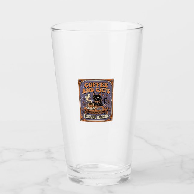 Kaffee und Katzen Katzen-Teeblätter Kaffee Schicks Glas (Vorderseite)