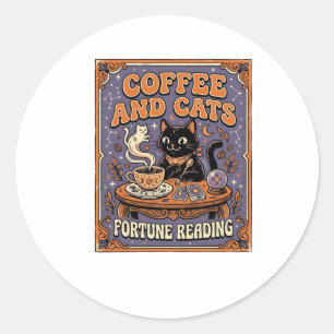Kaffee und Katzen Katzen-Teeblätter Kaffee Schicks Runder Aufkleber