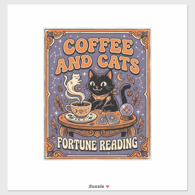 Kaffee und Katzen Katzen-Teeblätter Kaffees Schick Aufkleber (Blatt)
