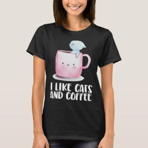 Kaffee und Katzen Katzenkätzchen Tasse Kälte T-Shirt