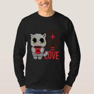 Kaffee und Katzenjacke Liebe Niedliche Küche T-Shirt