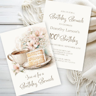 Kaffee und Kuchen 100. Geburtstag Brunch Einladung