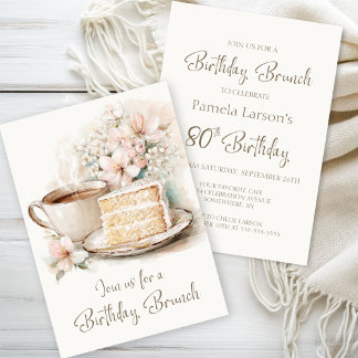 Kaffee und Kuchen 80. Geburtstag Brunch Einladung