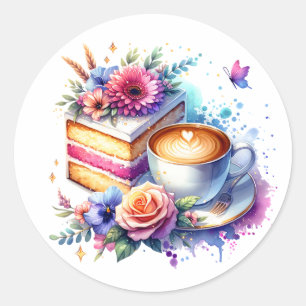 Kaffee und Kuchen   Geburtstag des besten Freundes Runder Aufkleber