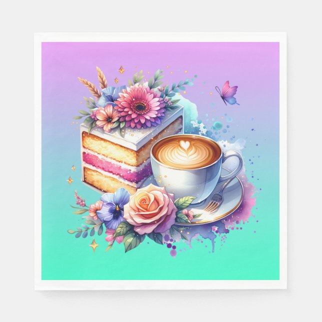 Kaffee und Kuchen | Geburtstag des besten Freundes Serviette (Vorderseite)