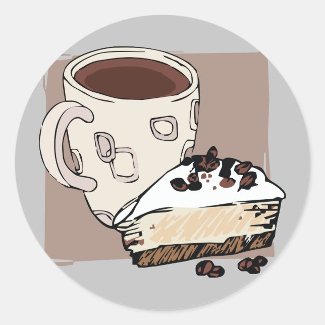 Kaffee und Kuchen Runder Aufkleber (Vorderseite)