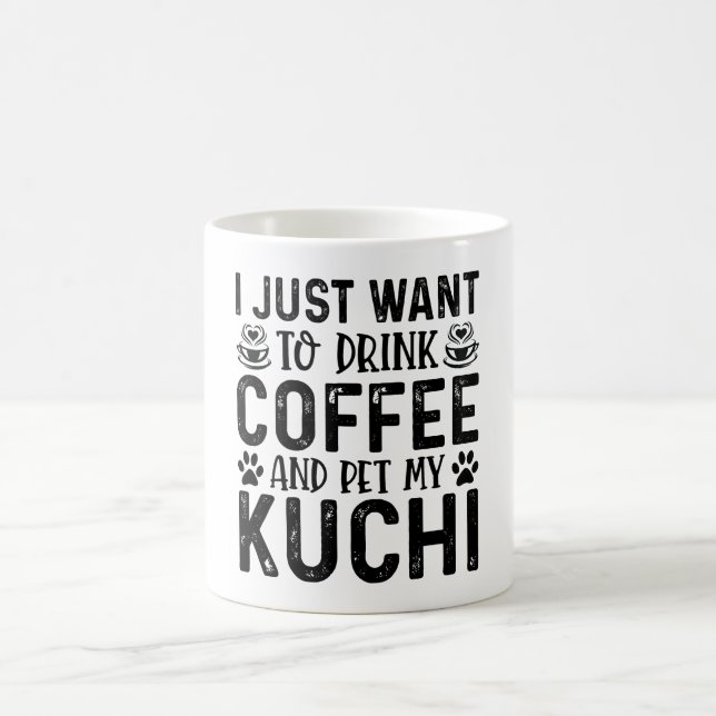 Kaffee und Kuchi Funny Dog Kaffeetasse (Mittel)
