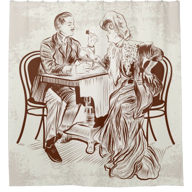 Kaffee und Liebe Duschvorhang (Vorderseite)