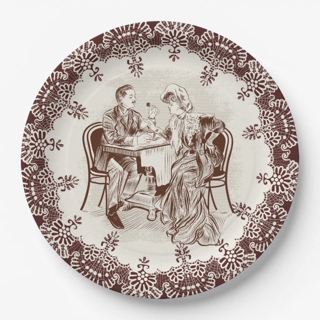 Kaffee und Liebe Pappteller (Vorderseite)