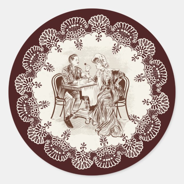 Kaffee und Liebe Runder Aufkleber (Vorderseite)