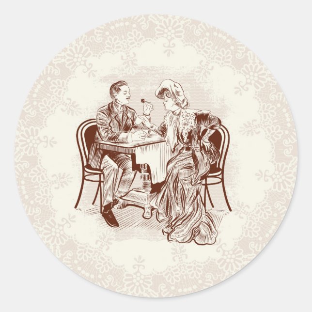 Kaffee und Liebe Runder Aufkleber (Vorderseite)