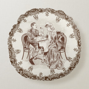 Kaffee und Liebe Rundes Kissen