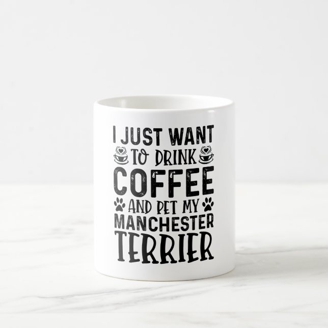 Kaffee und Manchester Terrier Funny Kaffeetasse (Mittel)
