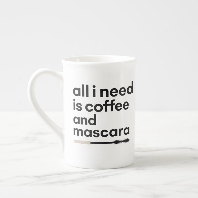 Kaffee und Mascara Prozellantasse (Links)