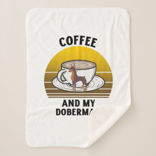 Kaffee und mein Doberman Retro Vintager Sonnenunte Sherpadecke