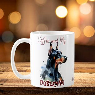 Kaffee und mein Dobermann süße/personalisierte Tas Kaffeetasse