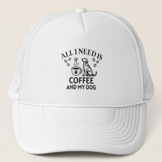 Kaffee und mein Hund Labrador bestickter Stil Hut Truckerkappe