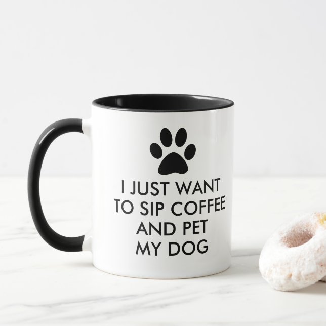 Kaffee und meine Hundeslogan-Typografie Tasse (Mit Donut)