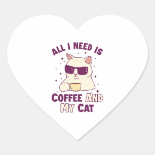 Kaffee und meine Katze Katze Daddy Cat Mama Cat Lo Herz-Aufkleber