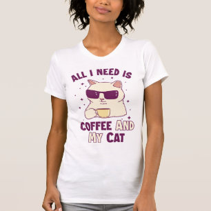 Kaffee und meine Katze Katze Daddy Cat Mama Cat Lo T-Shirt