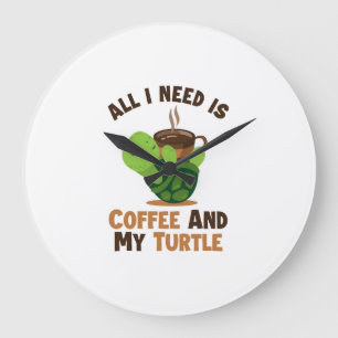 Kaffee und meine Schildkröte Tortoise Gemalte Lieb Große Wanduhr