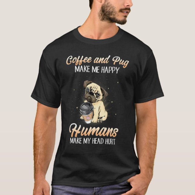 Kaffee und Mops machen mich glücklich Mädchen Süße T-Shirt (Vorderseite)
