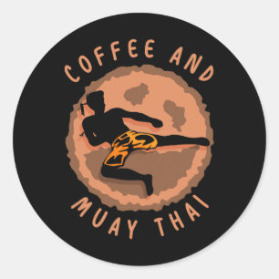 Kaffee und Muay Thai Kampfsportler Boxen H Runder Aufkleber