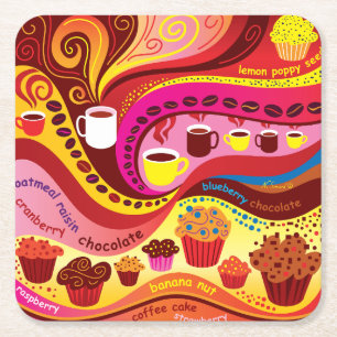 Kaffee- und Muffin-Muster Rechteckiger Pappuntersetzer