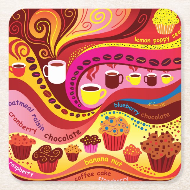 Kaffee- und Muffin-Muster Rechteckiger Pappuntersetzer (Vorderseite)
