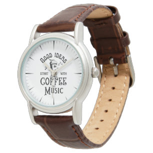 Kaffee und Musik Liebhaber des sonnigen Sprichwort Armbanduhr