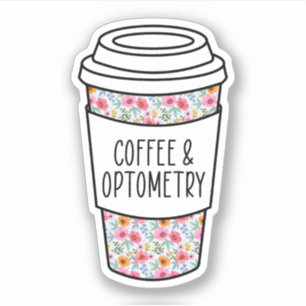 Kaffee und Optometrie, optometristisches Geschenk, Aufkleber