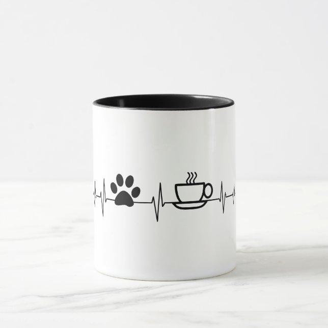 Kaffee und Pet Lover EKG Tasse (Zentrum)