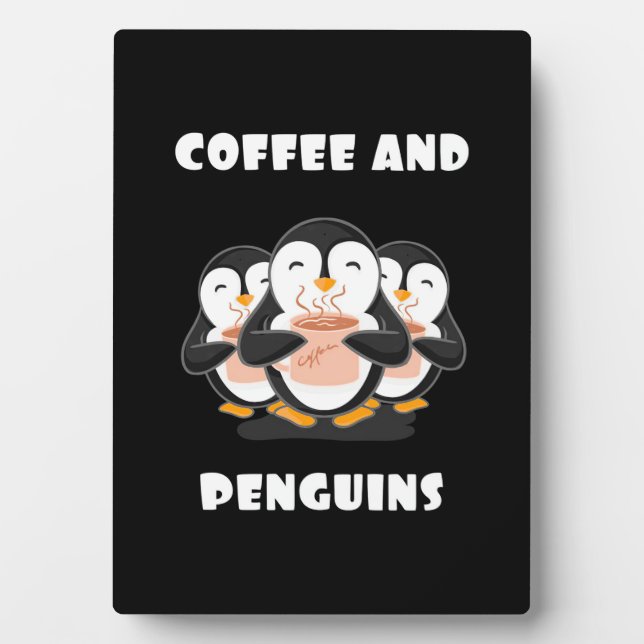 Kaffee und Pinguine Fotoplatte (Vorderseite)