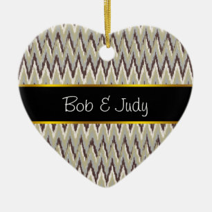 Kaffee und Sage iKat ZigZag Muster Keramikornament