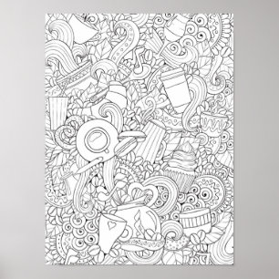 Kaffee und Tee Doodle 2 Poster