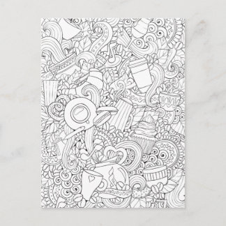 Kaffee und Tee Doodle Postkarte