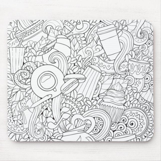 Kaffee-und Tee-Gekritzel Mousepad (Vorne)